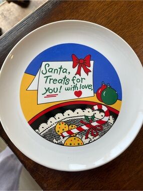 Vintage Santa Cookie Plate Treats for Santa Retro 1989 Christmas Decor